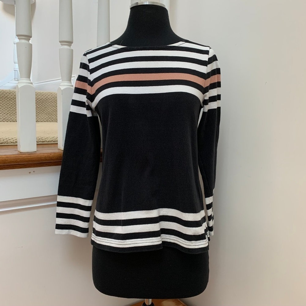J. Crew SZ XSmall Sweater 100% Cotton Black White